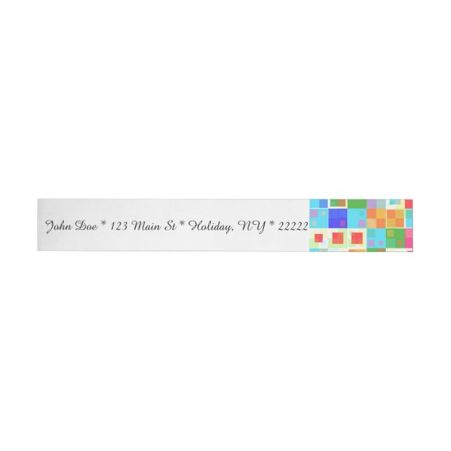Boho Retro Squares Wraparound Address Label (Individual)