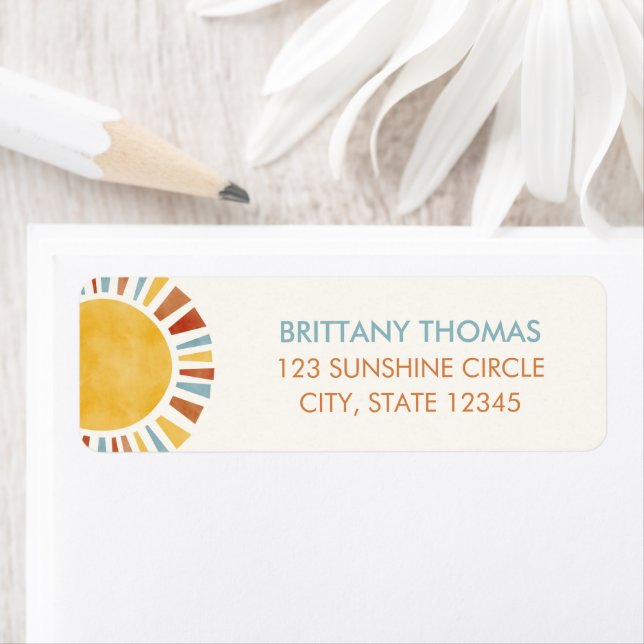 Boho Retro Sun Return Address Label (Insitu)