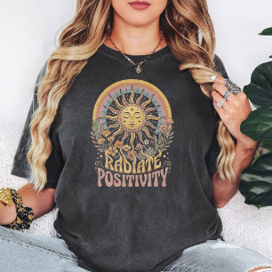 Boho Retro Sun With Radiate Positivity T-Shirt