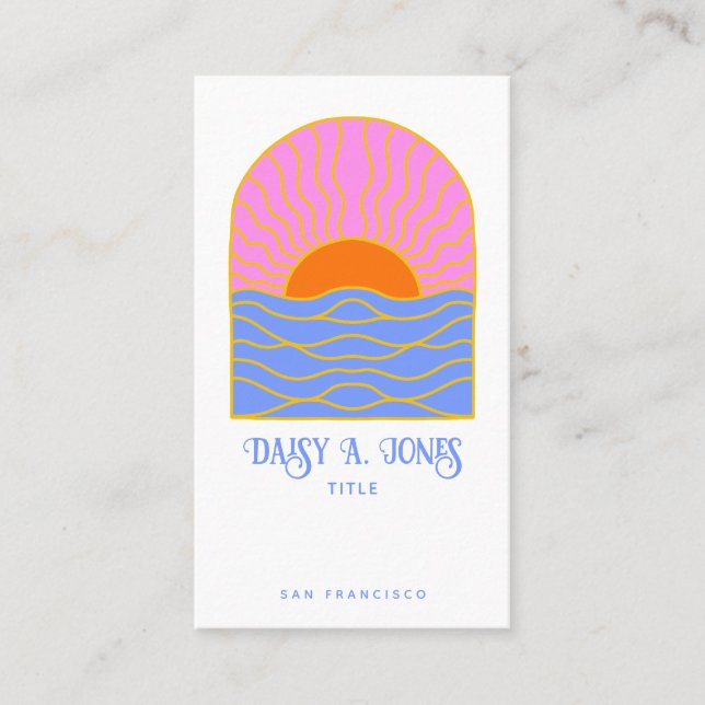Boho Retro Sunrise  Business Card (Front)