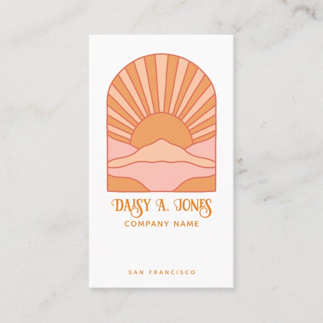 Boho Retro Sunrise  Business Card (Front)