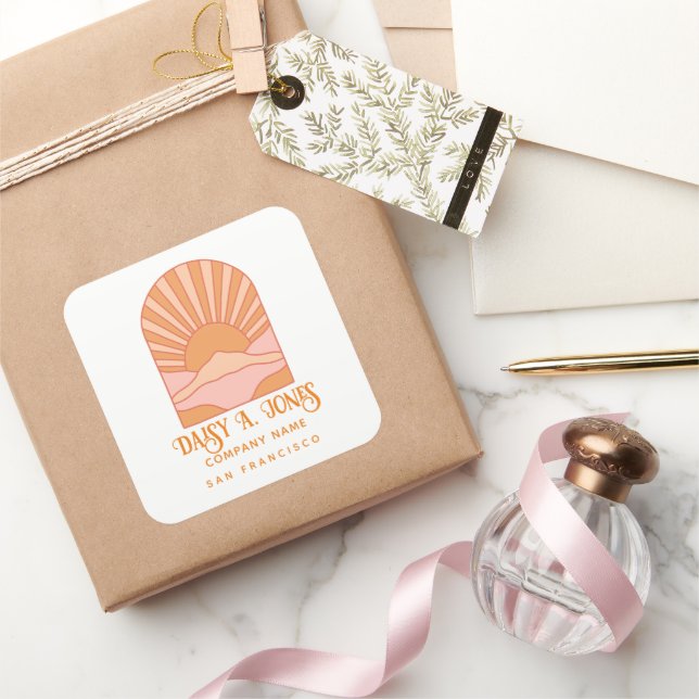 Boho Retro Sunrise Product Label (Gifting)