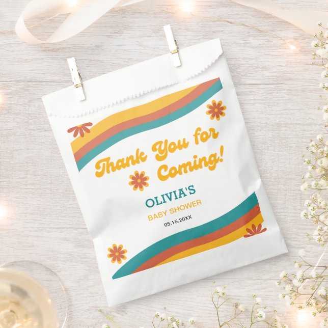 Boho Retro Sunshine Thank You Baby Shower  Favour Bags (Clipped)