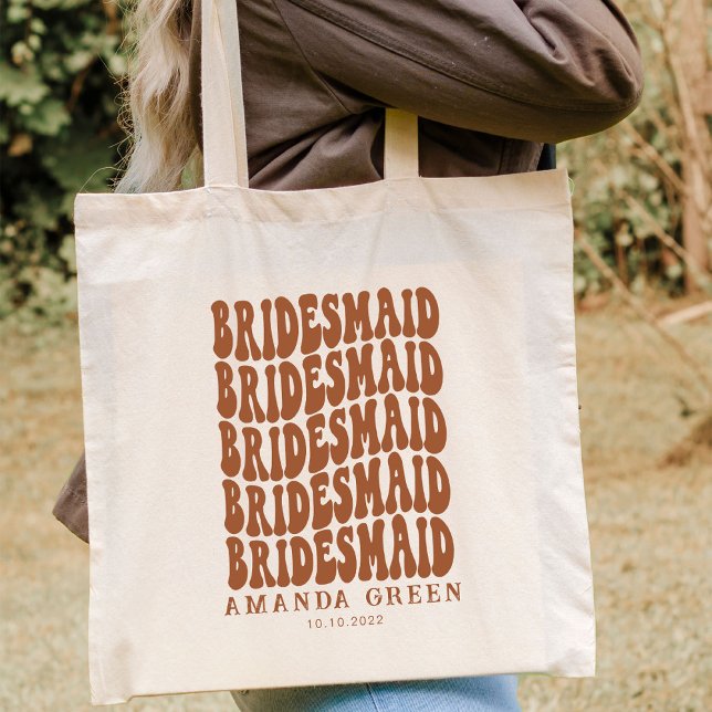 Boho Retro Terracotta Personalised Bachelorette Tote Bag (Creator Uploaded)