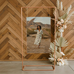 Boho Retro Tropical Palm Tree Graduation Photo Acrylic Sign