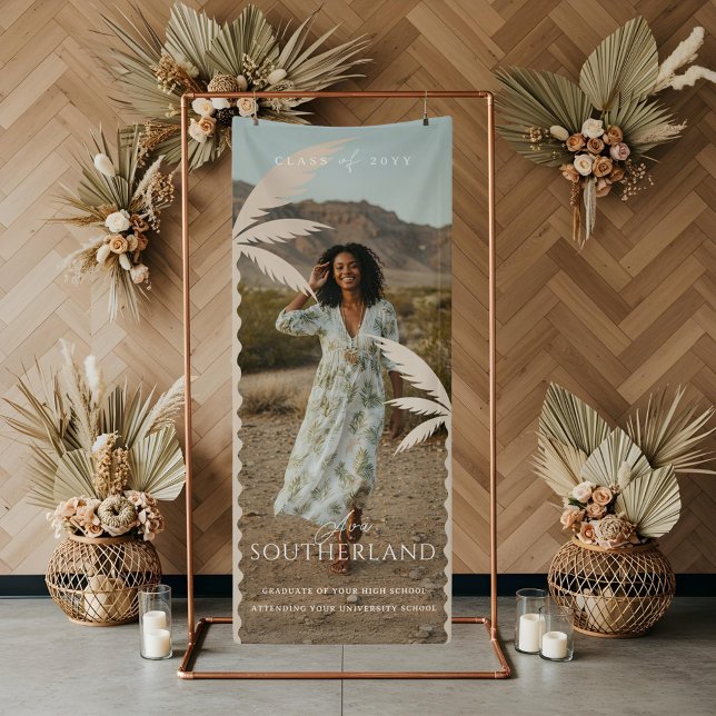 Boho Retro Tropical Palm Tree Graduation Photo Banner (Boho Retro Tropical Palm Tree Graduation Photo Banner)