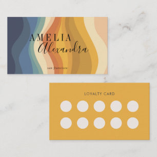 Boho Retro Wavy Business Cafe Loyalty Punch Card