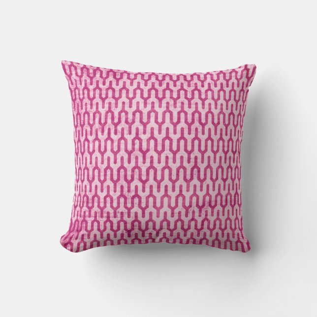 Boho Retro Weave Pattern in Pinks Cushion (Front)
