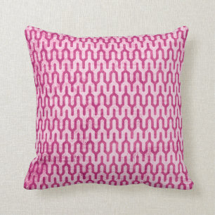 Boho Retro Weave Pattern in Pinks Cushion