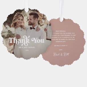 Boho Retro Wedding Thank You Photo Paper Ornament