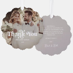 Boho Retro Wedding Thank You Photo Paper Ornament