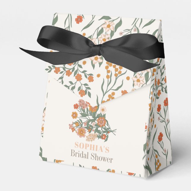 Boho Retro Wildflower Bridal Shower Favour Box (Front Side)