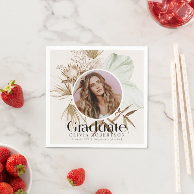 Boho Reviera Photo Graduation Napkin (Insitu)