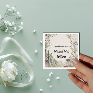 BOHO Ring of Flowers and Branches Cocktail Napkins