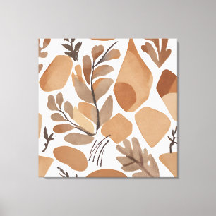 Boho Rock Leaf Botanical art style Simple Modern Canvas Print