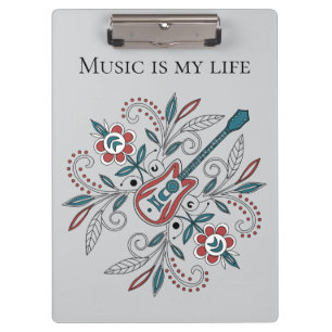 Boho Rock’n’Roll guitar with flowers Clipboard