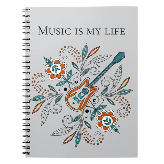 Boho Rock’n’Roll guitar with flowers Notebook (Front)
