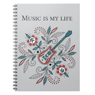 Boho Rock’n’Roll guitar with flowers Notebook