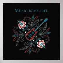 Boho Rock’n’Roll guitar with flowers