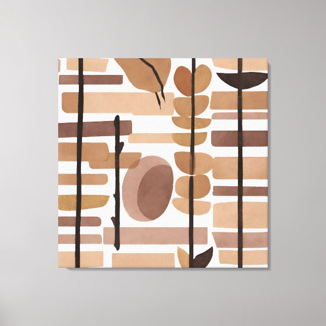 Boho Rock Polygon Leaf Botanical art style Modern Canvas Print (Front)