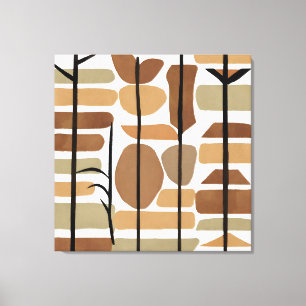 Boho Rock Polygon Leaf Botanical art style Modern Canvas Print