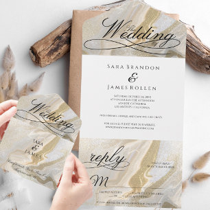 Boho Romantic Calligraphy The Wedding All In One Invitation