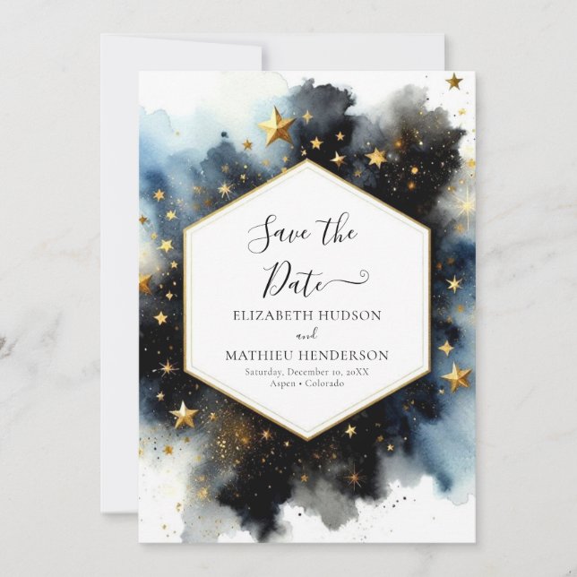 Boho Romantic Celestial Wedding Save The Date (Front)