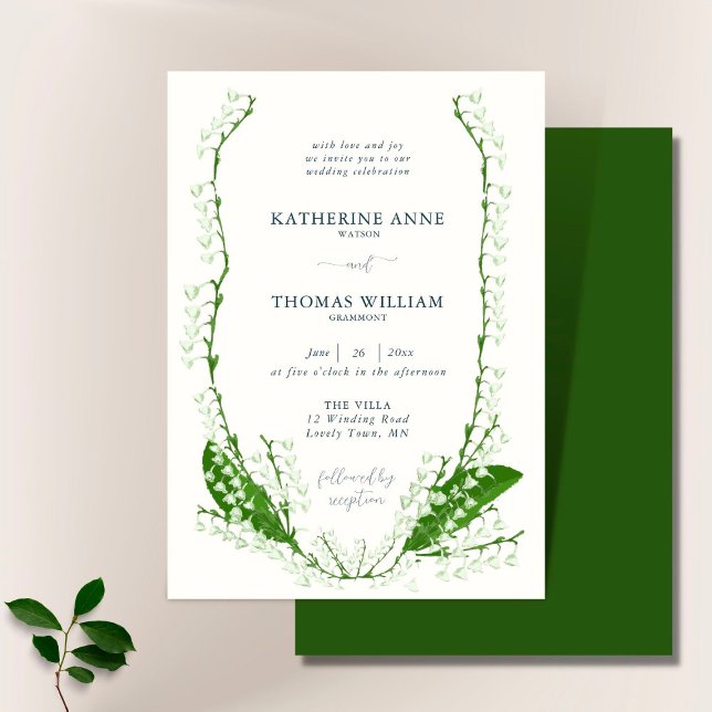 Boho Romantic Floral Frame Lily of Valley Wedding  Invitation (Creator Uploaded)