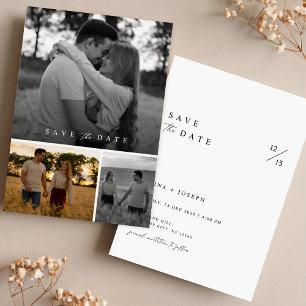 Boho Romantic Photo Collage Wedding Save The Date Invitation