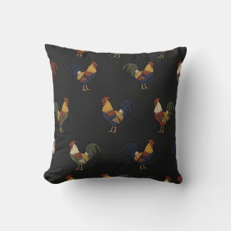 Boho Rooster Pillow Cover Charcoal