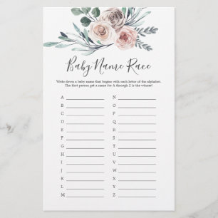 Boho Rose Baby Shower Baby Name Race Game