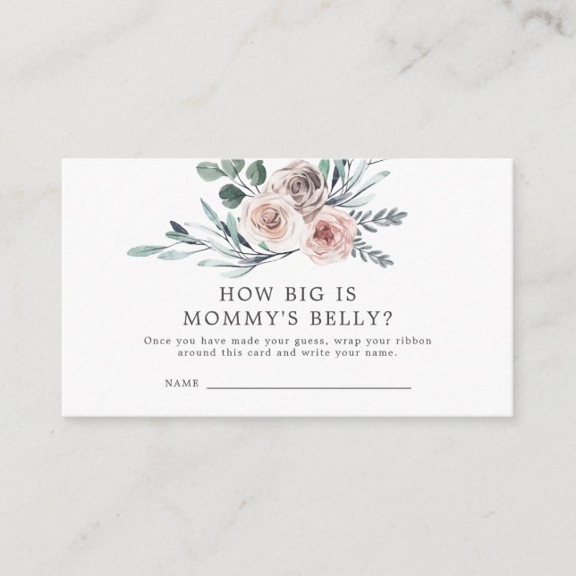 Boho Rose Baby Shower How Big is Mummy's Belly Enclosure Card (Front)