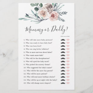 Boho Rose Baby Shower Mummy or Daddy Game