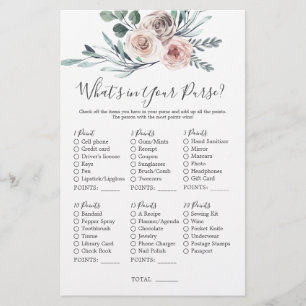 Boho Rose Baby Shower What's in Your Purse