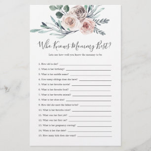 Boho Rose Baby Shower Who Knows Mummy Best