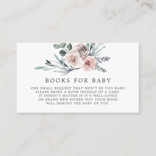 Boho Rose Books For Baby Baby Shower Card (Front)