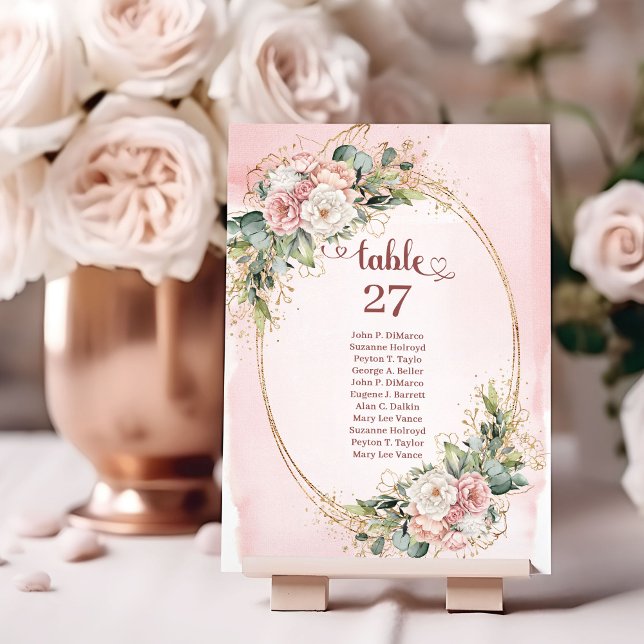 Boho Rose Gold Flowers Eucalyptus Table Number (Boho Rose Gold Flowers Eucalyptus Table Number)