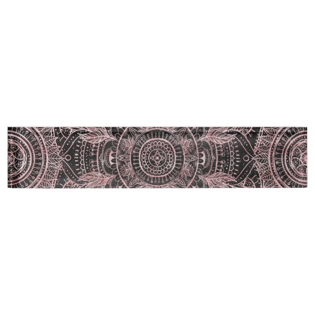 Boho Rose Gold Gray Mandala Elegant Design Nameplate (Front)