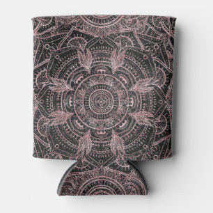 Boho Rose Gold Grey Mandala Elegant Design Can Cooler