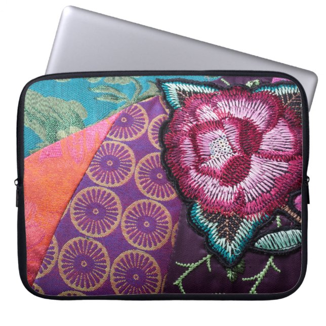 Boho Rose gypsy tapestry look colourful Laptop Sleeve (Front)