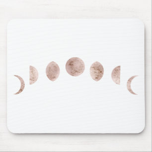 Boho Rose Pink Moon Phases Modern Minimal  Mouse Mat