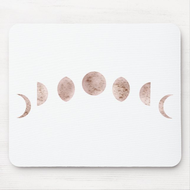 Boho Rose Pink Moon Phases Modern Minimal  Mouse Mat (Front)