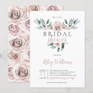 Boho Roses Bridal Shower Invitation
