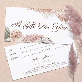 Boho roses gift certificate