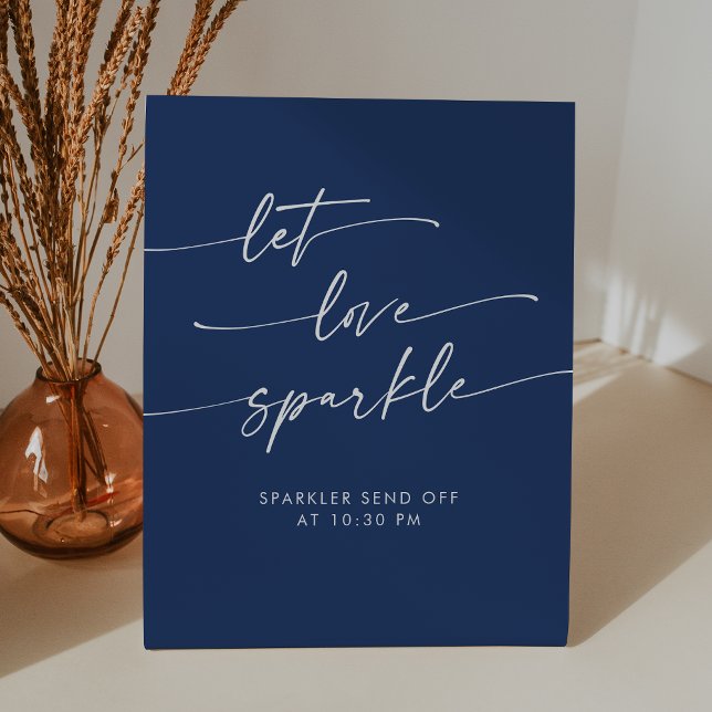 Boho Royal Blue Sparkler Send Off Wedding Pedestal Sign (Boho Royal Blue Sparkler Send Off Wedding Pedestal Sign)