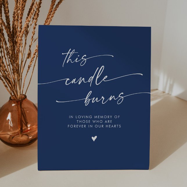 Boho Royal Blue This Candle Burns Memorial Pedestal Sign (Creator Uploaded)