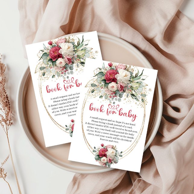 Boho Ruby Red Burgundy Greenery Book Request Card (Boho Ruby Red Burgundy Greenery Book Request Card)