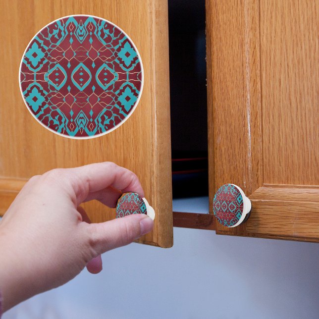 Boho Ruby Turquoise and Copper Ceramic Knob (Creator Uploaded)
