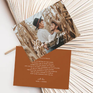 Boho Rust Custom Wedding Photo Thank You Cards