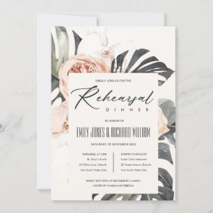 BOHO RUST FLORAL MONSTRERA REHERSAL DINNER INVITE